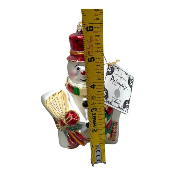 Kurt S. Adler Polonaise Glass Snowman Ornament With Broom Star Shape NEW In Box - Picture 3 of 6